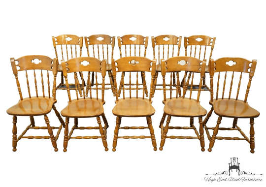 Set Of 10 S. Bent Bros. Solid Hard Rock Maple Colonial Style Dining Side Chairs