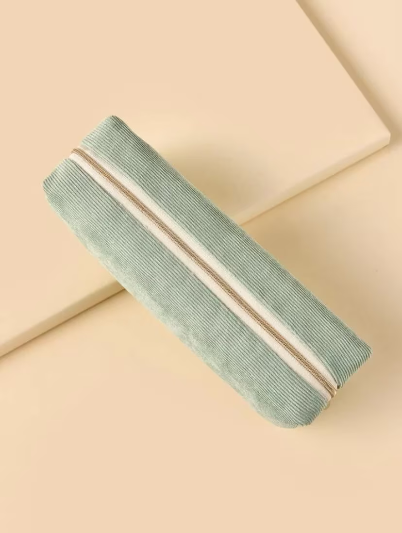 Corduroy Pencil Case in Pastel Colours/Letterbox Gifts Stationery Birthday School Office Make-Up Pouch Easter