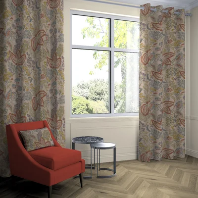 Synthetic Floral Room Darkening Pencil Pleat Curtain Panels