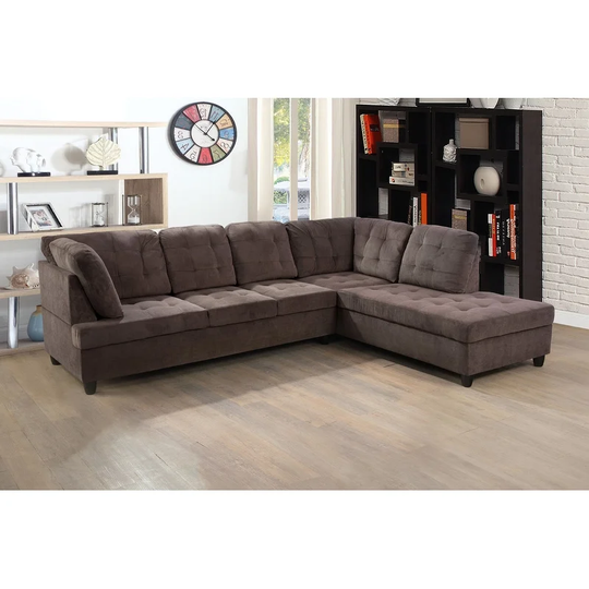 2 Piece Corduroy Sectional Sofa Set - Sofa & Chaise