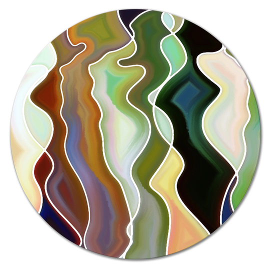 Designart 'Abstract Colorful Female Curves' Glam Metal Circle Wall Art