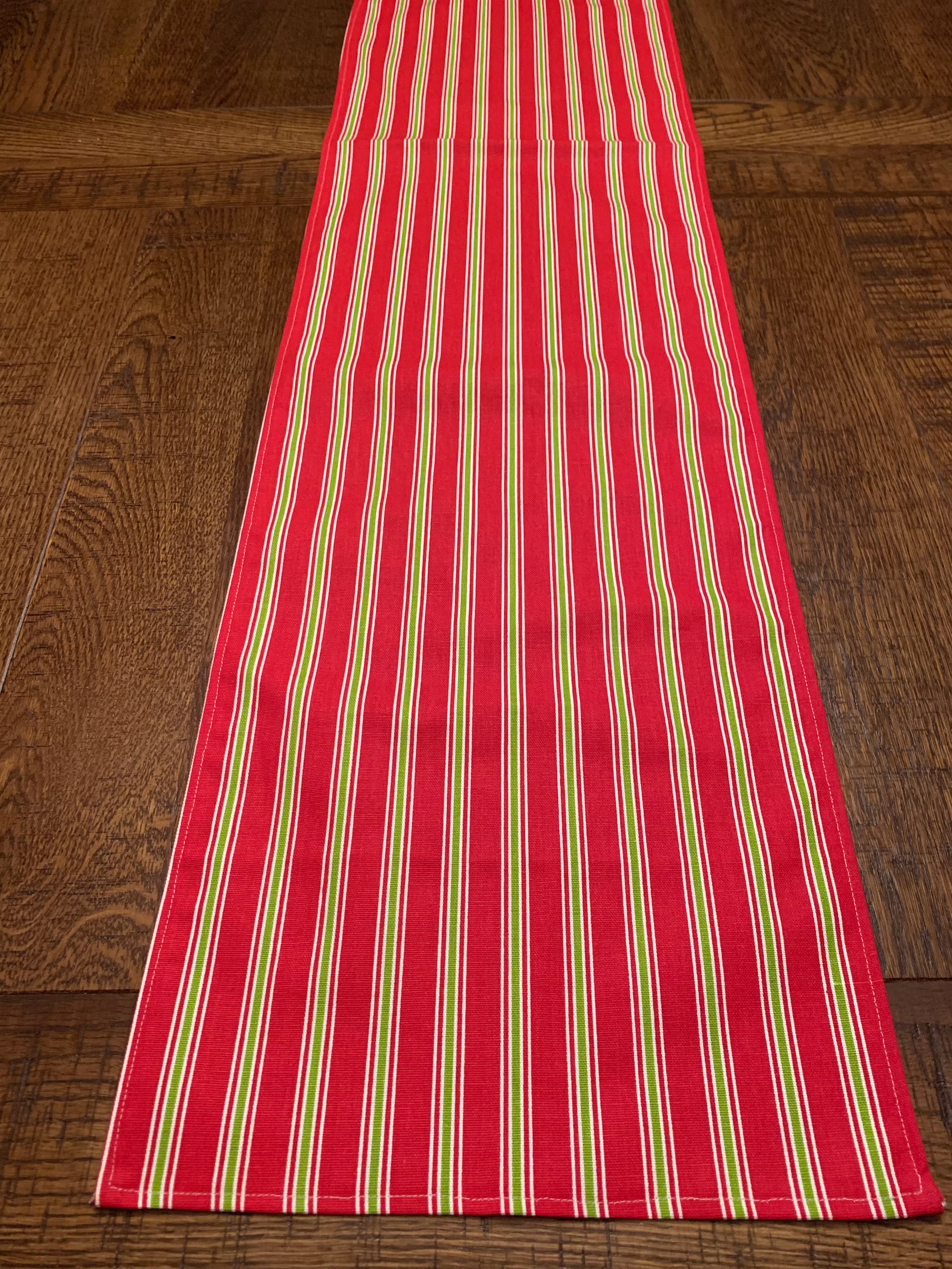 Christmas Stripe Cotton Duck Linen Table Runner, Various Lengths