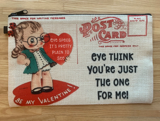 Vintage Valentines Coin Purse, Zippered Pouch, Pencil Case, Make Up Bag. Valentines Gifts, Vintage Images, Galentines