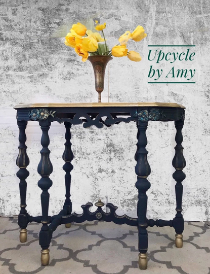 Entry Table. Vintage Baroque Console Gilded Foyer Blue & Gold Sofa Antique Vanity