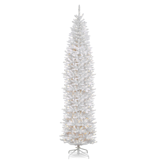 12' Kingswood White Fir Pencil Artificial Christmas Tree Clear Lights - over-10-feet