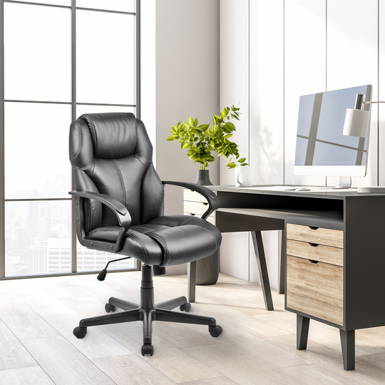 CorLiving Black Leatherette Managerial Office Chair