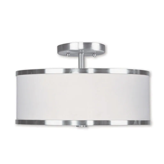 Livex Lighting Park Ridge 2-Light Brushed Nickel Ceiling Mount - Silver