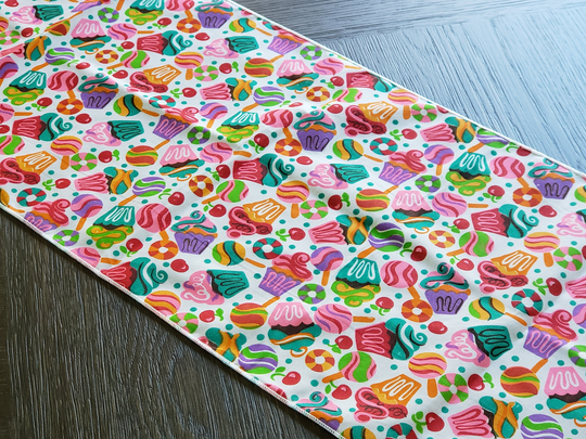 Cupcakes & Candy Cotton Table Runner Home Décor/Wedding Party Events Birthday Display Dresser Coffee & Side