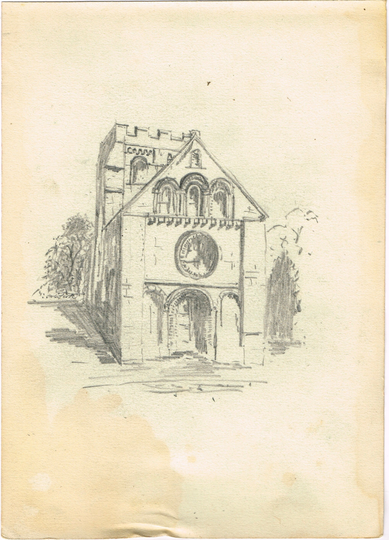 Antique Vintage Original 1930S, Pencil Pen Sketch Drawing Of Churchs Architecture By Bernard R Eames