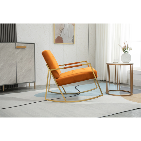 Elegant Accent Chair Leisure Rocking Chair Velvet Ergonomic Chair with Stainless Steel Feet