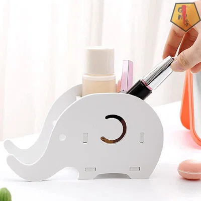 Pencil Holder Smart Phone Stand, Office Desk Accessories, Cute Elephant Wood Pen Holder Bracket Home Desk Decoration Multifunctional Stationery Box Or