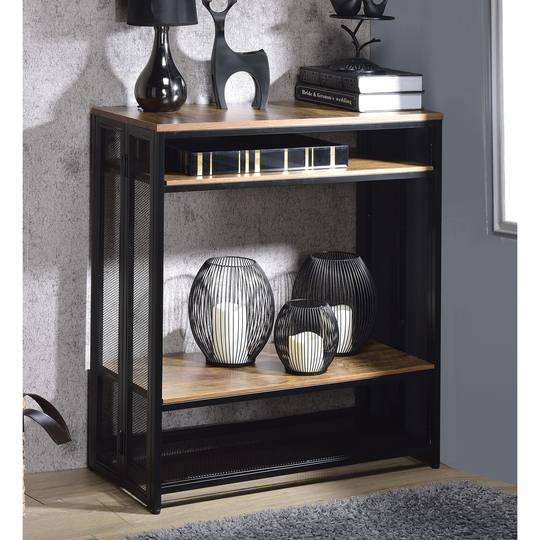 Aoolive Wooden Sofa Table Console Table for Living Room, Antique Oak & Black