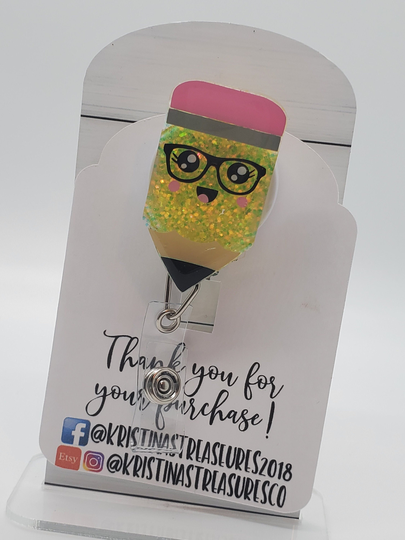 Pencil Badge Reel/Interchangeable Reel/Teacher Appreciation/School Id Holder/Teacher Gift/Office Holder