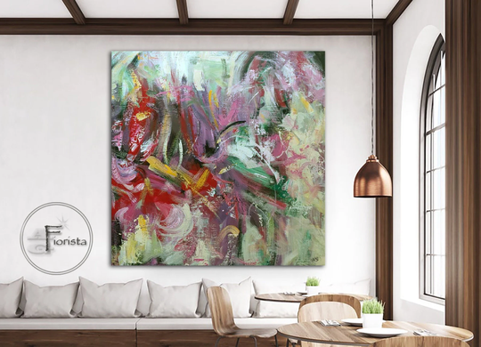 Large Abstract Colorful Canvas Paintings Acrylic Painting Modern Vibrant Wall Art Expressionist Fireplace Oil Decor Purple