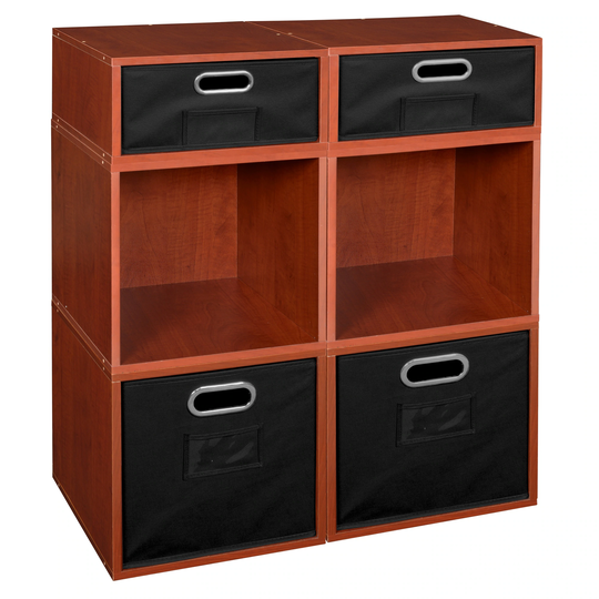 Noble Connect Storage Set- 4 Full Cubes/2 Half Cubes with Foldable Storage Bins- Cherry/Black