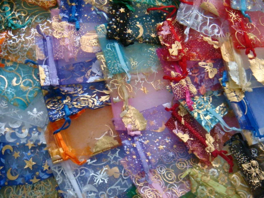 Assorted Organza Bag Mix Color & Style Mixed Size Organza Bags Bulk Bags Sizes Styles Patterns Solid Colors