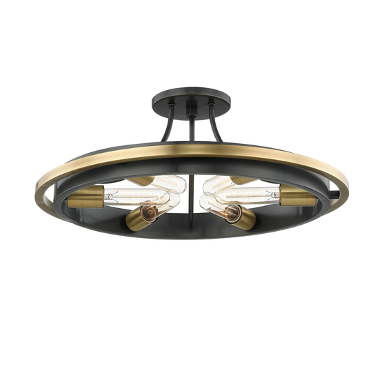 Hudson Valley Chambers 6-light Aged Old Bronze Flush Mount with Aged Brass Accent