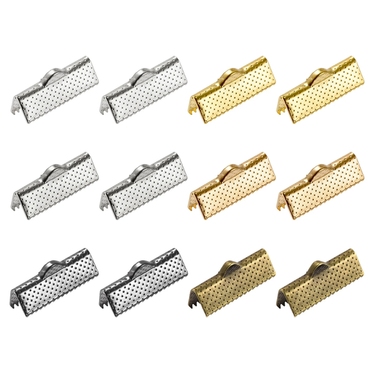 180Pcs Ribbon Crimp Clamp Ends 20mm Cord End Clasp for DIY Craft 6 Colors - 6 Assorted Colors