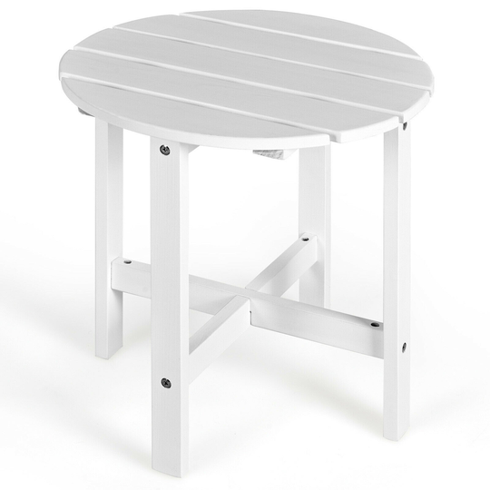Gymax 18'' Patio Round Side End Coffee Table Wooden Slat Garden Deck - 18'' x 18'' x 18''