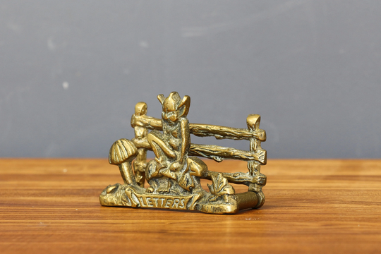 Antique Brass Letter Rack Holder Pixie, Elegant Napkins Holder, Souvenir Desk, Home Napkin Dining Table, Business Card Holder