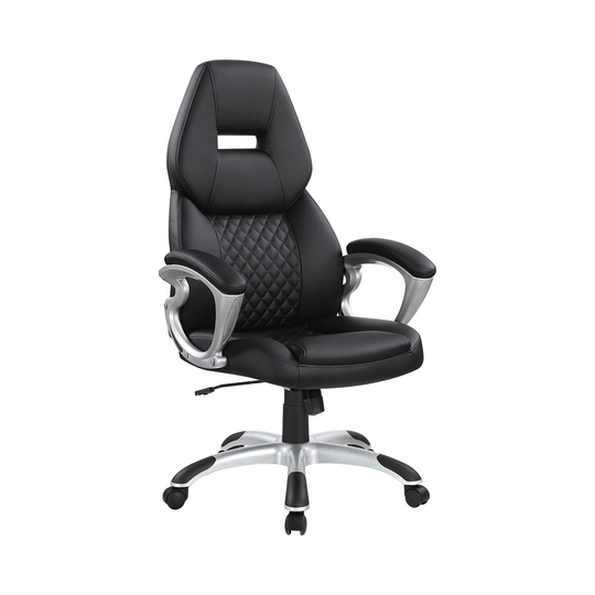 Adjustable Height Leatherette Office Chair in Black