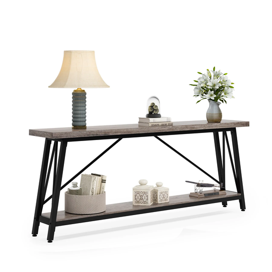 Long Entryway Table, 70.9 Inch Vintage Industrial Sofa Console Table