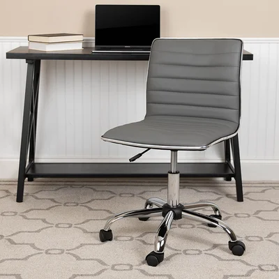 Megan-Anne Low Back Designer Armless Ribbed Swivel Task Office Chair