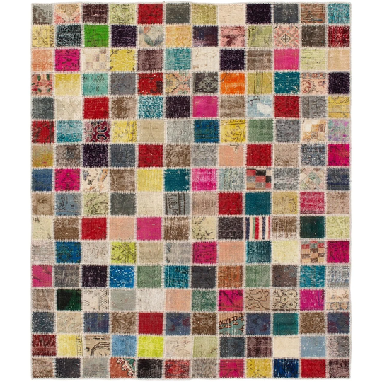 ECARPETGALLERY Hand-knotted Color Transition Patchwork Multi Wool Rug - 5'9 x 7'4