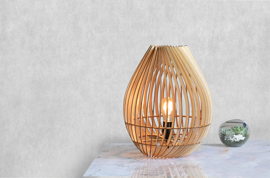 Pod - Wood Table Lamp/Modern Shade Housewarming Gift Anniversary Wedding Graduation