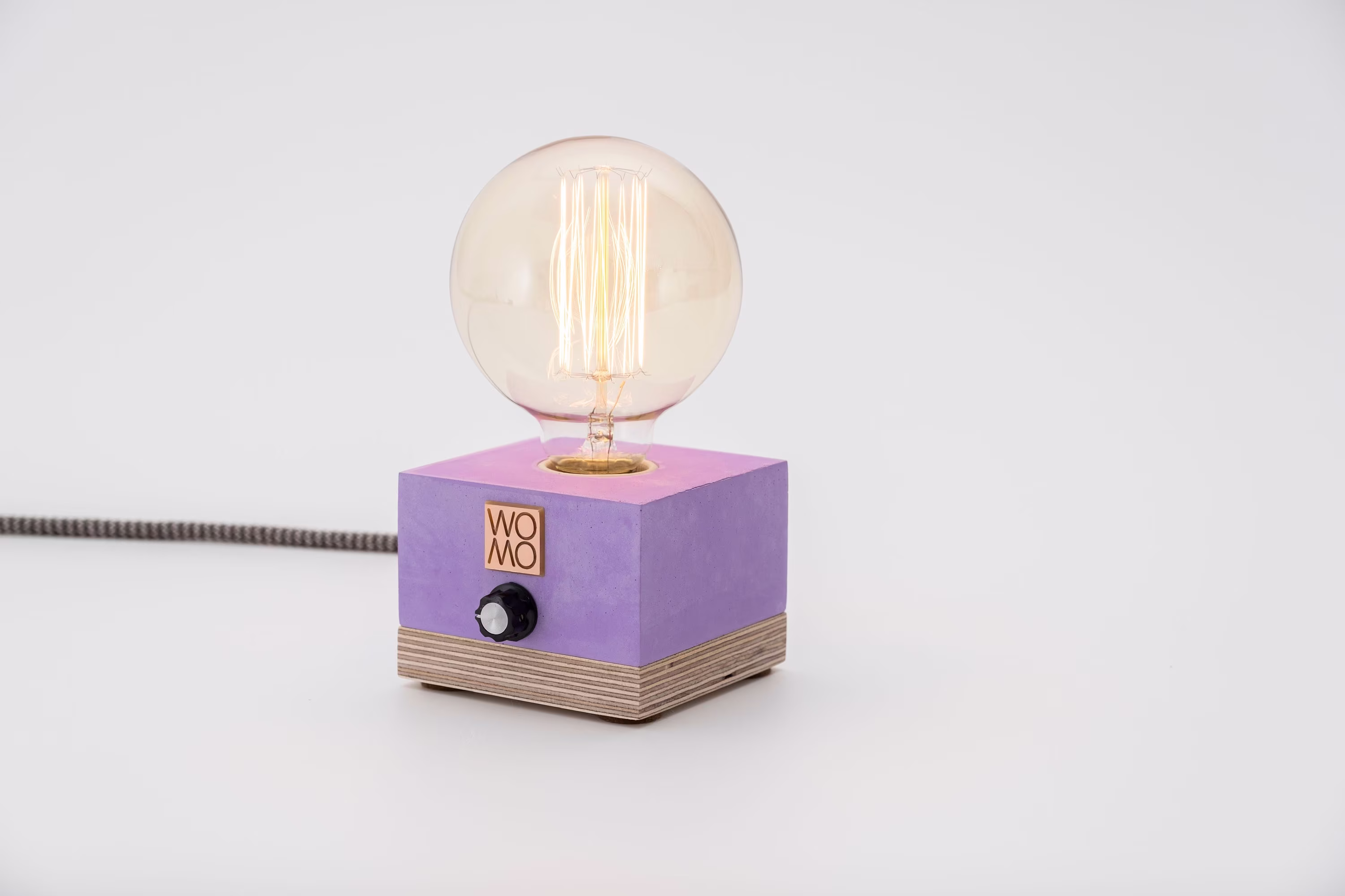 Purple Dimmable Table Lamp, Concrete Design Industrial Decor, Edison Bedside Home Decor