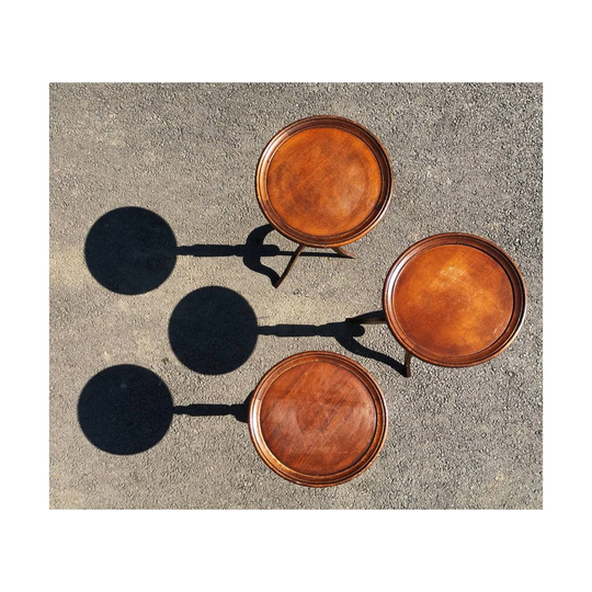 Neoclassic Mahogany Side Tables // Georgian Vintage Table Plant Stand Made in France 1950S