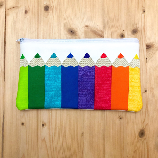 Colored Pencil Vinyl Zipper Pouch | Case Art Bag Purse Organizer Fully Lined Lover Gift
