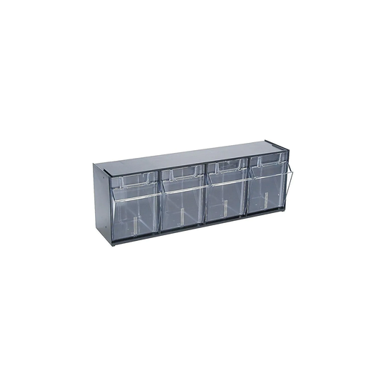 Deflect-O Interlocking Tilt Bin Black/Transparent Compartment Storage - 8.13" x 6.63" x 23.63"