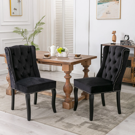 Wingback Dining Chair Tufted Upholstered Side Chairs Set of 2