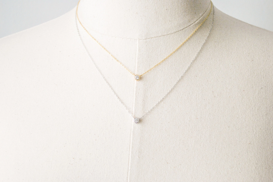 Tiny Cz Necklace, Cz Necklace, Layered Necklace, Gold Filled, Sterling Silver, Minimalist Jewelry, Minimalist Necklace, Dainty Gold Necklace