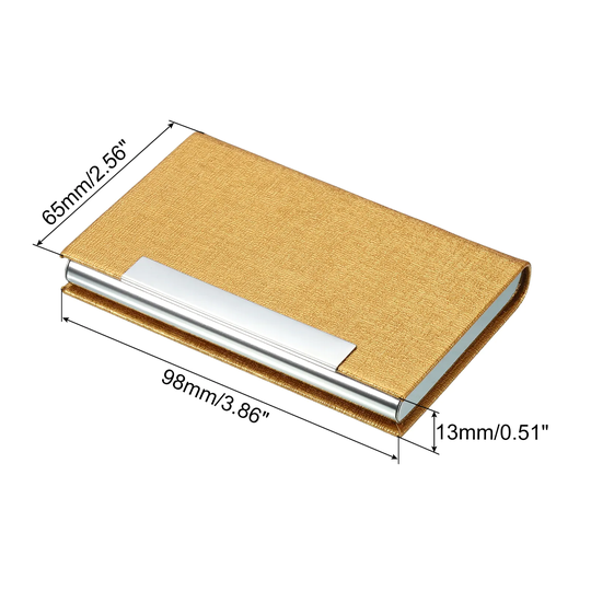 2Pc 3.86x2.56x0.5 Inch Business Name Card Holder Case Magnetic Closure - Yellow
