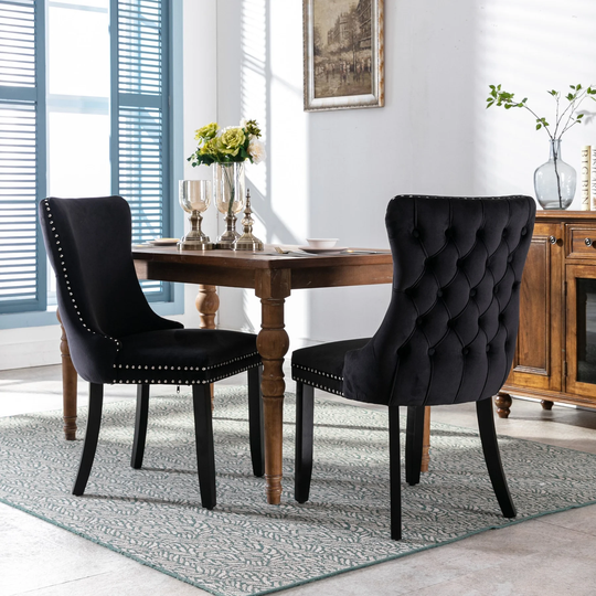 Upholstered Dining Chair with Backstitching Nailhead Trim
