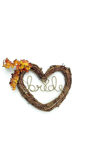 Rustic Bride Vine Chair Backs For Fall Shower With Orange Autumn Leaves