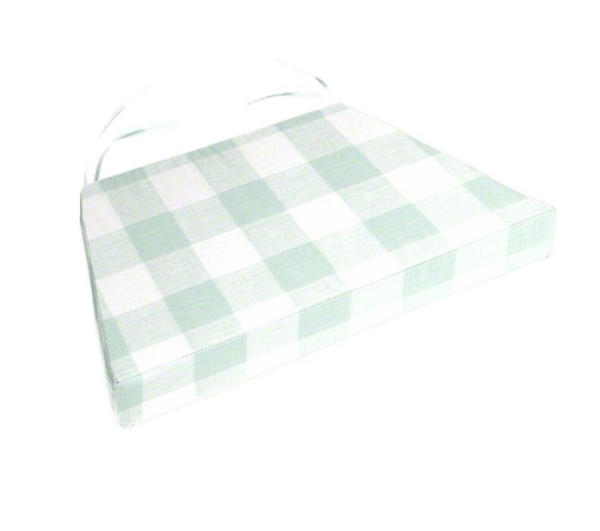 Chair Cushions Buffalo Plaid Light Teal & White Check Fabric, Replacement Cushion Rustic Chair Pad, 18" Double Ties, Cushions