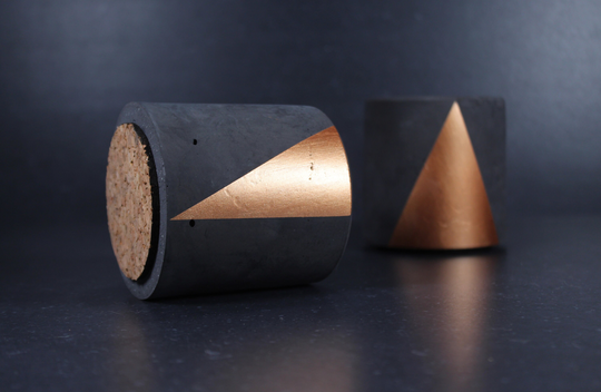 Charcoal Geometric Beton Pencil Holder | Dark Grey Concrete Pen Cement Plan Pot Modern Industrial Decor