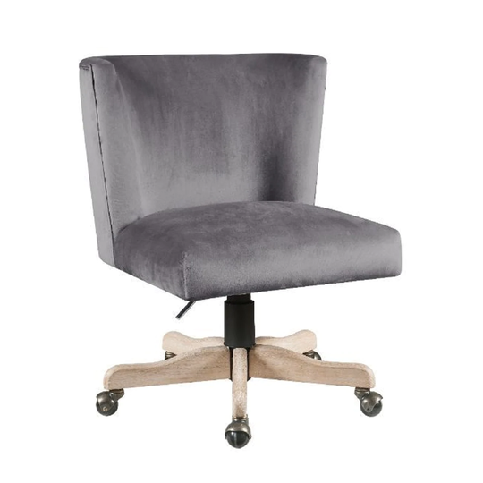 Q-Max Office Chair Armless 360 Degree Swivel Gray Velvet Finish Adjustable