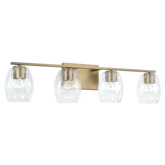Lucas 4-light Bath/ Vanity Fixture w/ Wavy Embossed Glass