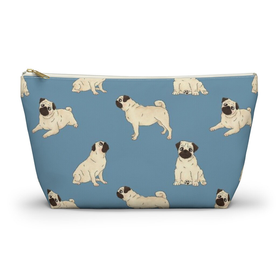 Pug Pouch, Pencil Case, Dog Custom Teacher Bridesmaid Cosmetic Bag, Mom Zipper Makeup Accessory Pouch