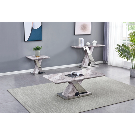 Best Quality Furniture Modern Faux Marble White Top Coffee Table Sets