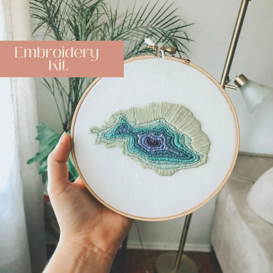 Diy Minimalist Embroidery Kit Beginner, Crystal Geode Embroidery, Camelback Mountain Topography