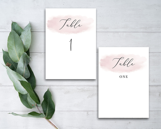 Blush Pink Watercolour Table Numbers, Wedding Names, Numbers, Wedding, Names