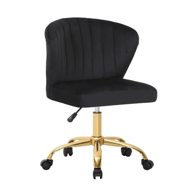 Quinn Velvet Upholstered Office Chair with Gold Accent Base