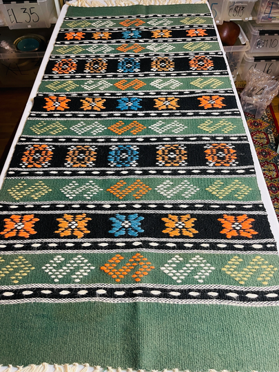 Vintage Swedish Table Runner Or A Wall Hanging Woven By Hand in Fine Colors Colors