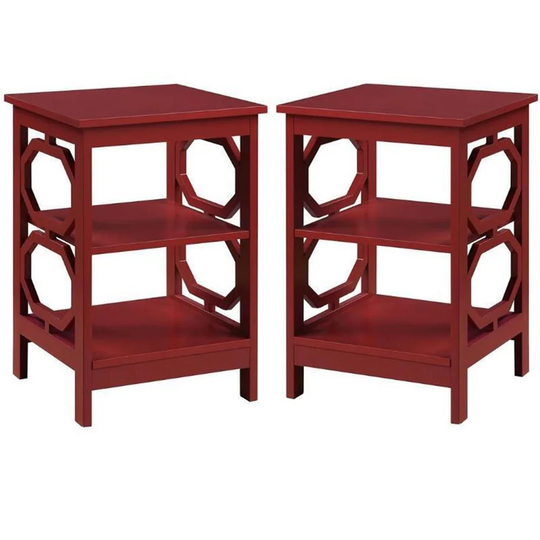 Omega End Table in Cranberry Red Wood Finish - Set of 2 - 54 x 84