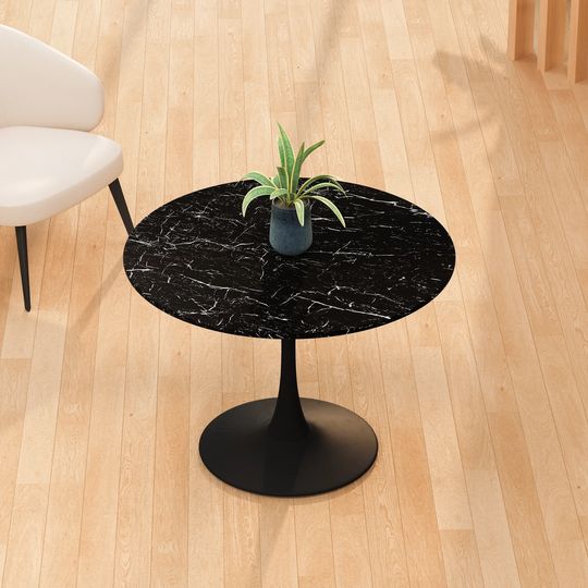 Modern End Table Leisure Coffee Table with Printed Black Marble Table Top